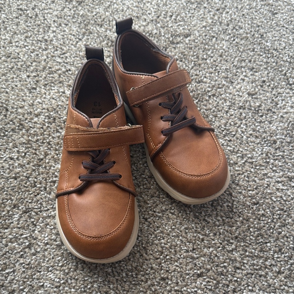 Dream Pairs Tan Kids Dress Shoes with Velcro